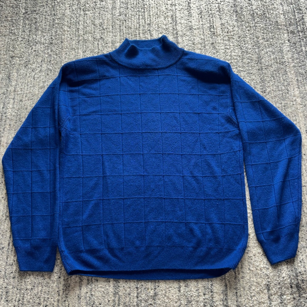 dressbarn Blue High Neck Sweater With Shoulder Pads